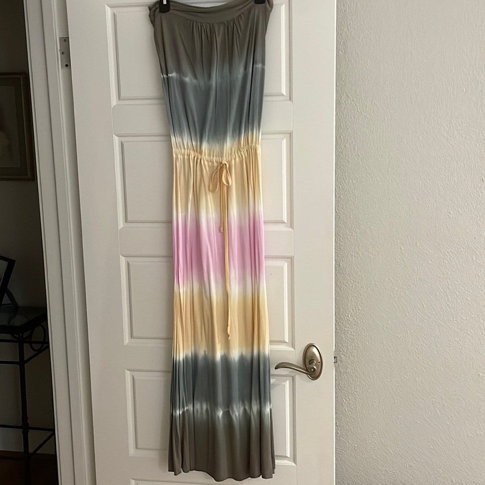 Debbie Katz South Beach Knit tie-dye strapless maxi dress/swim cover up